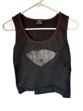 Mercedes Benz Formula One Racing Women's M Black Mesh Cropped Tank Top
